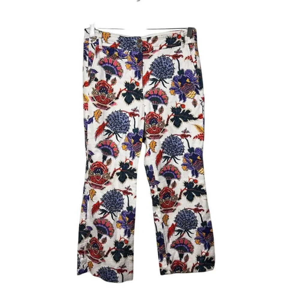 J.‎ Crew Women's Paisley Crop Pants Size 8 Multicolor Casual Spring